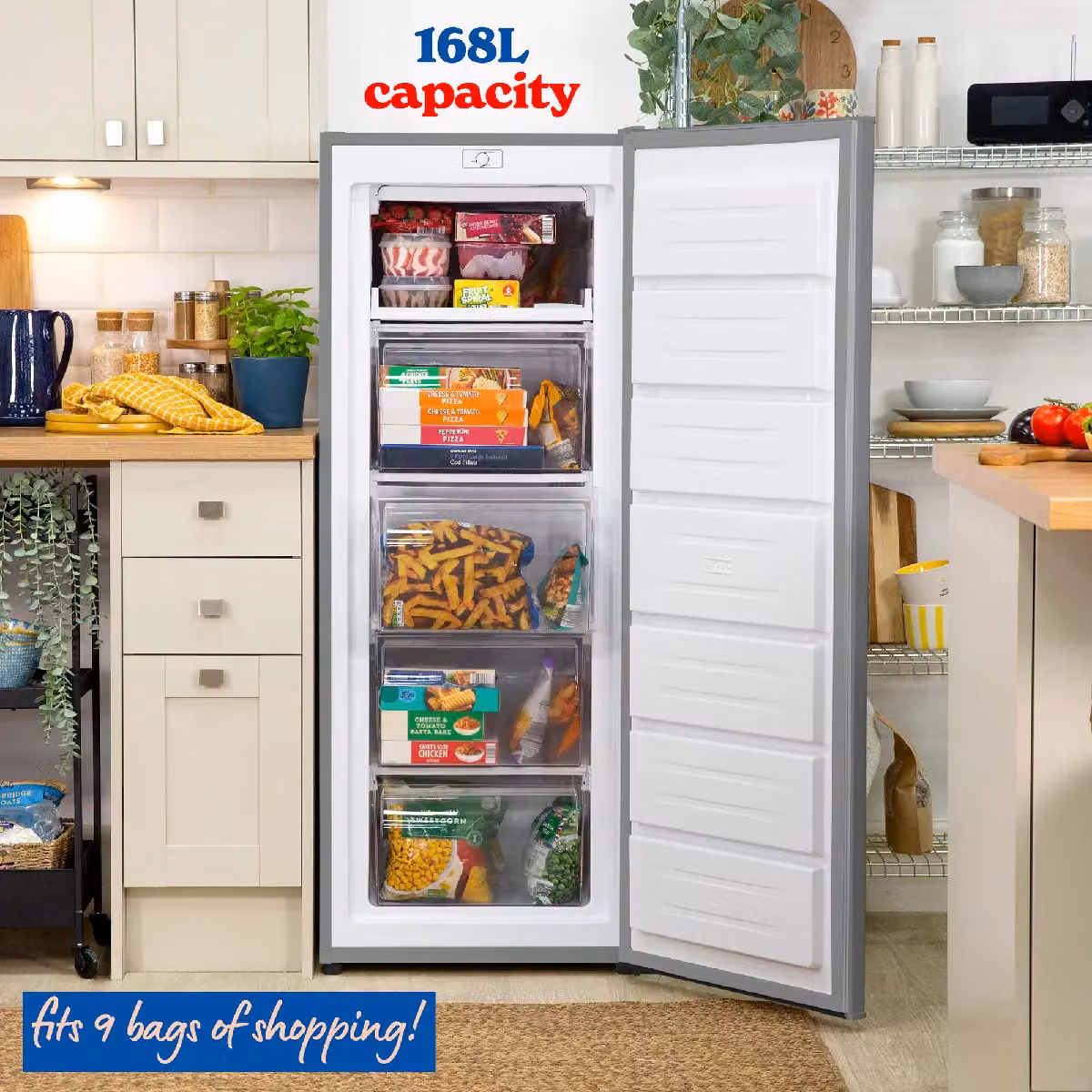 Russell Hobbs Freestanding Upright Tall Freezer in Silver, 168L, H: 143 cm – 4