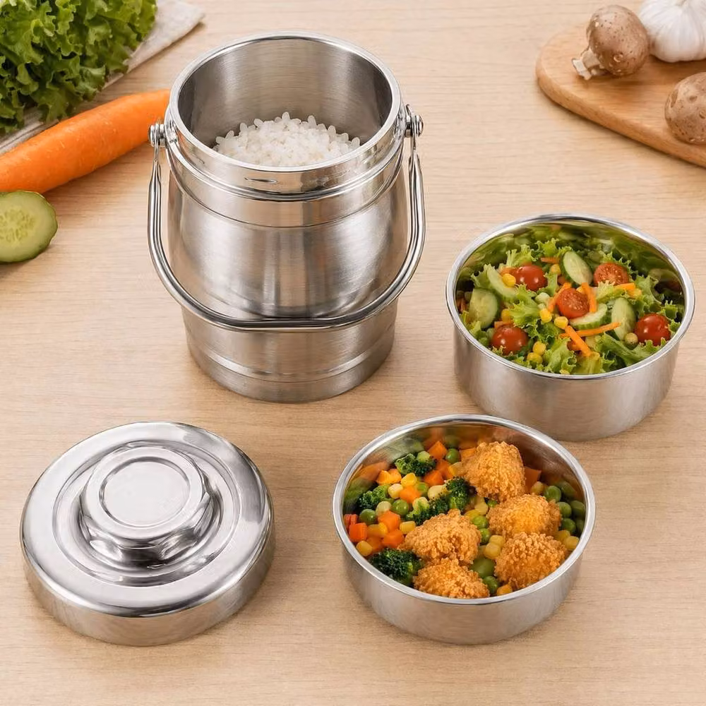PAWNORA Stainless Steel Insulated and Leakproof Lunch Box in Silver – 2