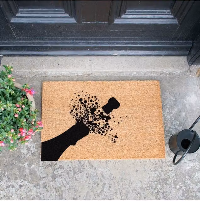 Artsy Mats Champagne Pop Coir Doormat in Black and Brown, W: 60 cm, D: 40 cm – 1