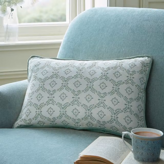 Laura Ashley Norton Floral Boudoir Cushion, Sage, W: 50 cm, H: 30 cm