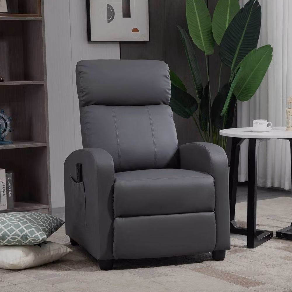 PAWNORA Grey PU Leather Massage Armchair Recliner – 4