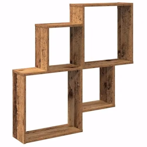 vidaXL Wall Shelf in Old Wood Brown, W/D/H: 80 x 15 x 78.5 cm