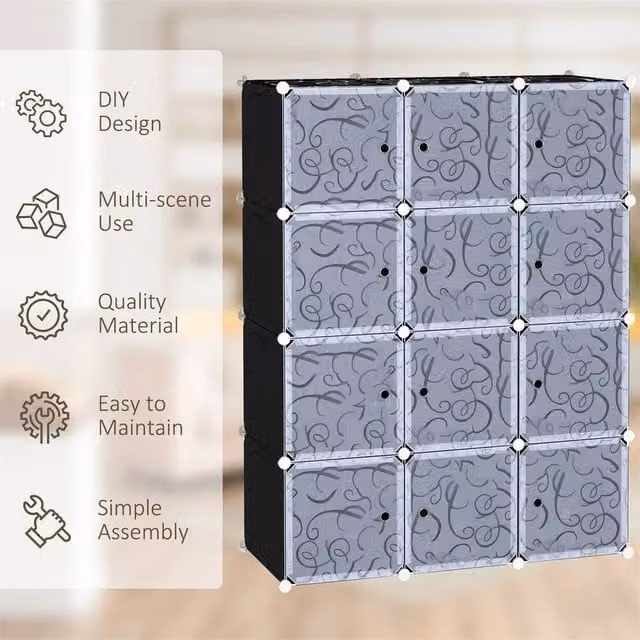 Nordara DIY Portable Modular Closet Cube Organiser in Black