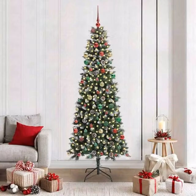 Berkfield Home Artificial Christmas Tree with 300 LEDs, Green, W/D/H: 86 x 86 x 210 cm