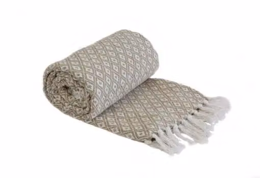 New Edge Blinds Stockholm Collection Woven Cotton Throw in Beige, W/D/H: 127 x 152 cm – 3