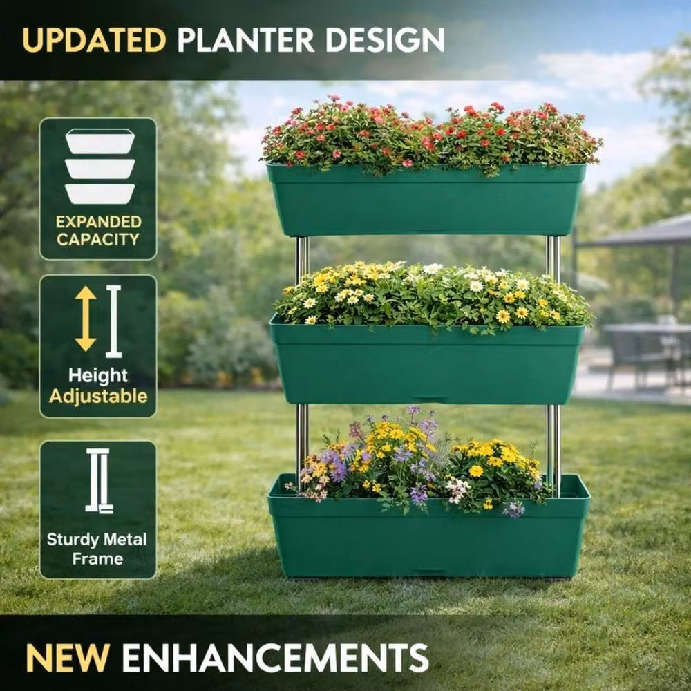 EONLION 3-Tier Vertical Raised Garden Bed Elevated Planter Box in Green – 3