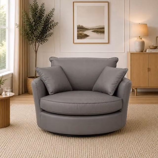 Artemis Home Fairburn Swivel Based Cuddle Chair in Grey