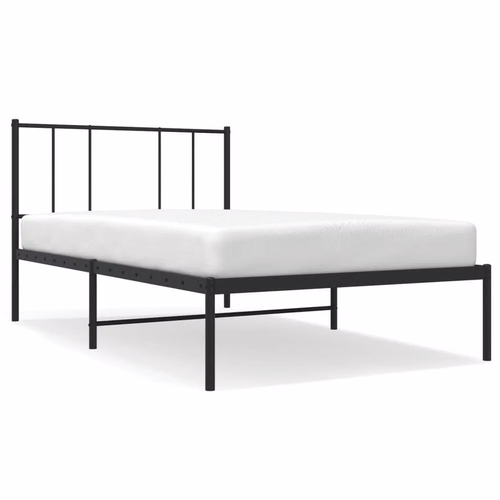 Berkfield Home Metal Bed Frame with Headboard in Black, W/D/H: 100 x 200 cm – 2