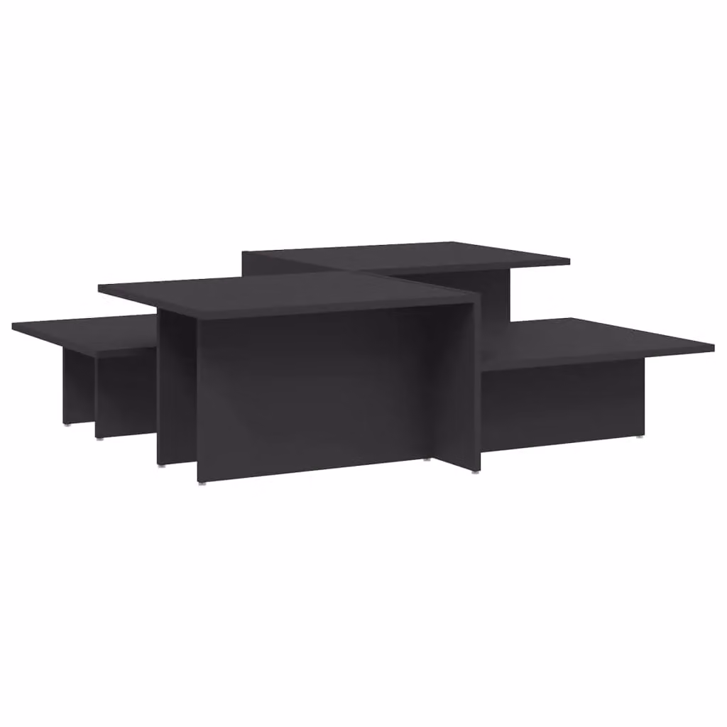 Berkfield Home Set of 2 Modern Square Nested Coffee Tables in Grey and Black Matt MDF – 2