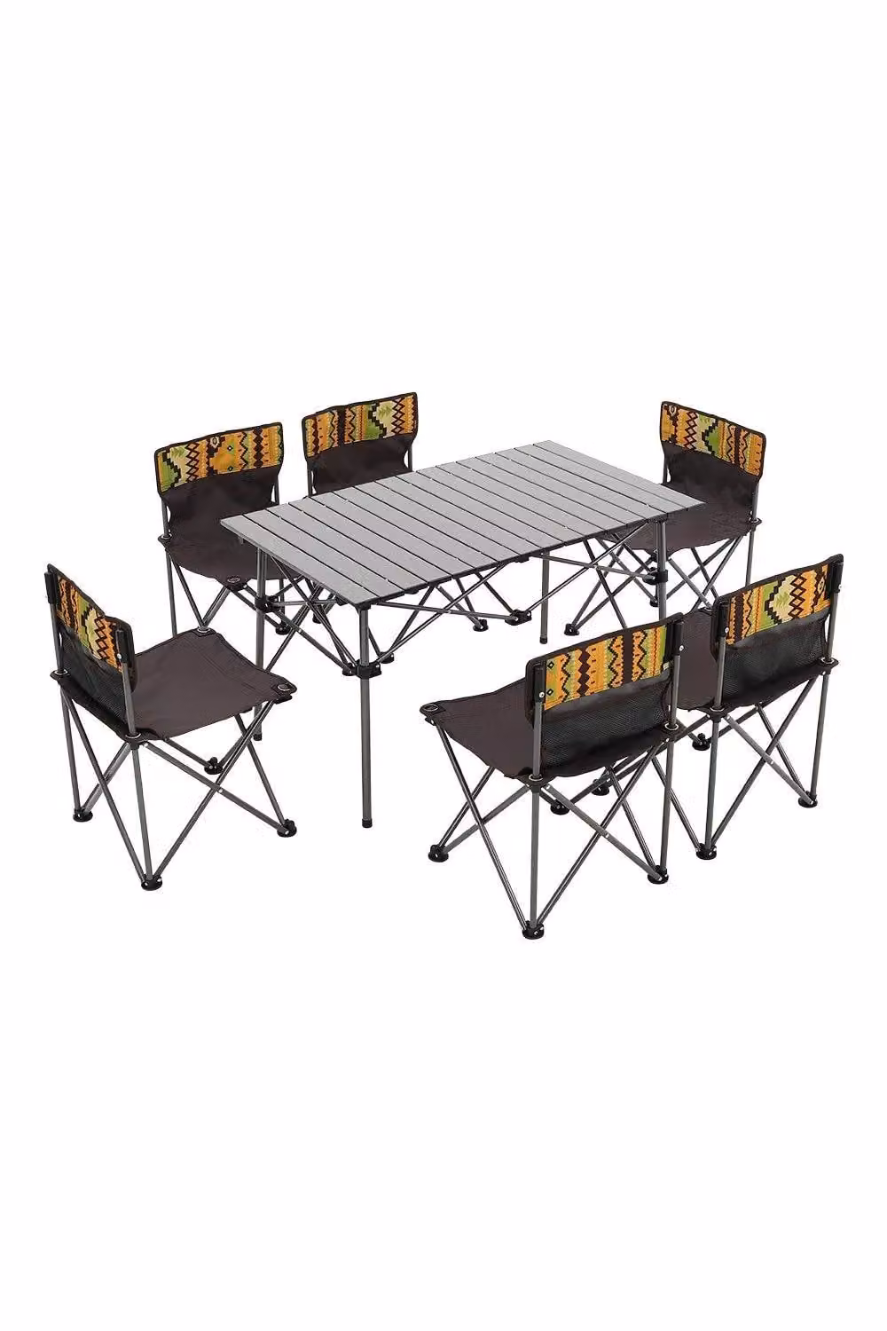 Garden Sanctuary 7 Piece Portable Folding Camping Table and Chairs Set in Black – 3
