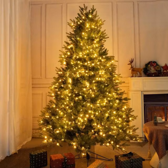Direct Wicker 6ft Pre-lit Artificial Grand Fir Christmas Tree with Warm White LED Lights in Green