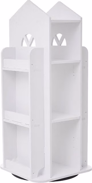 Kidkid 4-Tier Castle Rotating Bookshelf for Children, White