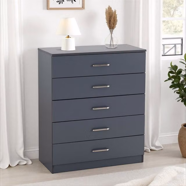Seconique Dakota 5 Drawer Chest in Grey