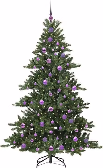 Berkfield Home Elegant Green Artificial Hinged PVC Christmas Tree with 300 Warm White LEDs, Height: 180 cm – 1