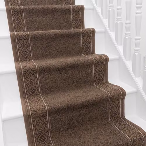 runrug St Tropez Hardwearing Stair Runner Rug in Dark Brown, W: 100 cm x L: 510 cm – 1