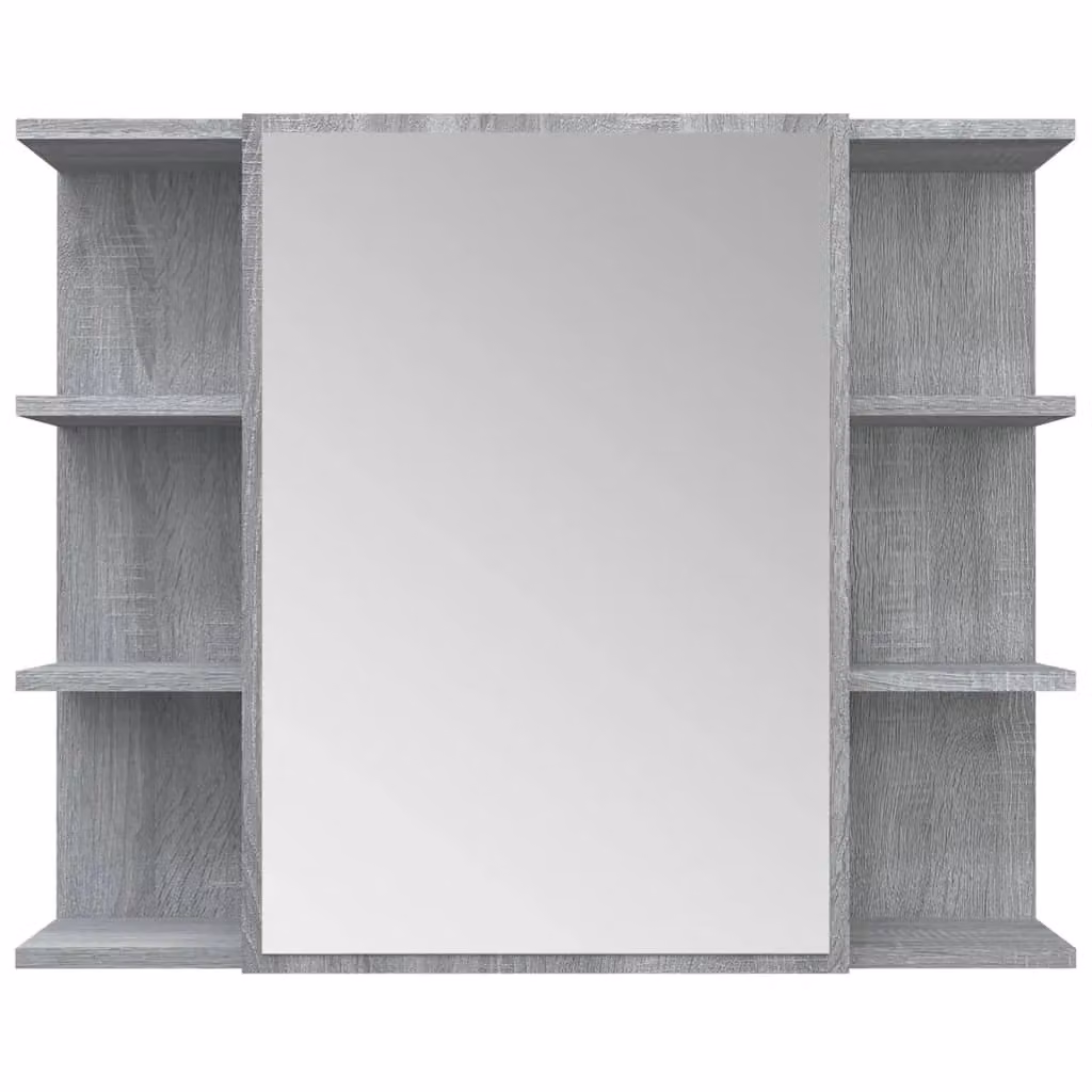 Berkfield Home Grey Sonoma Bathroom Mirror Cabinet with Hinged Doors, W/D/H: 80 x 20.5 x 64 cm – 3
