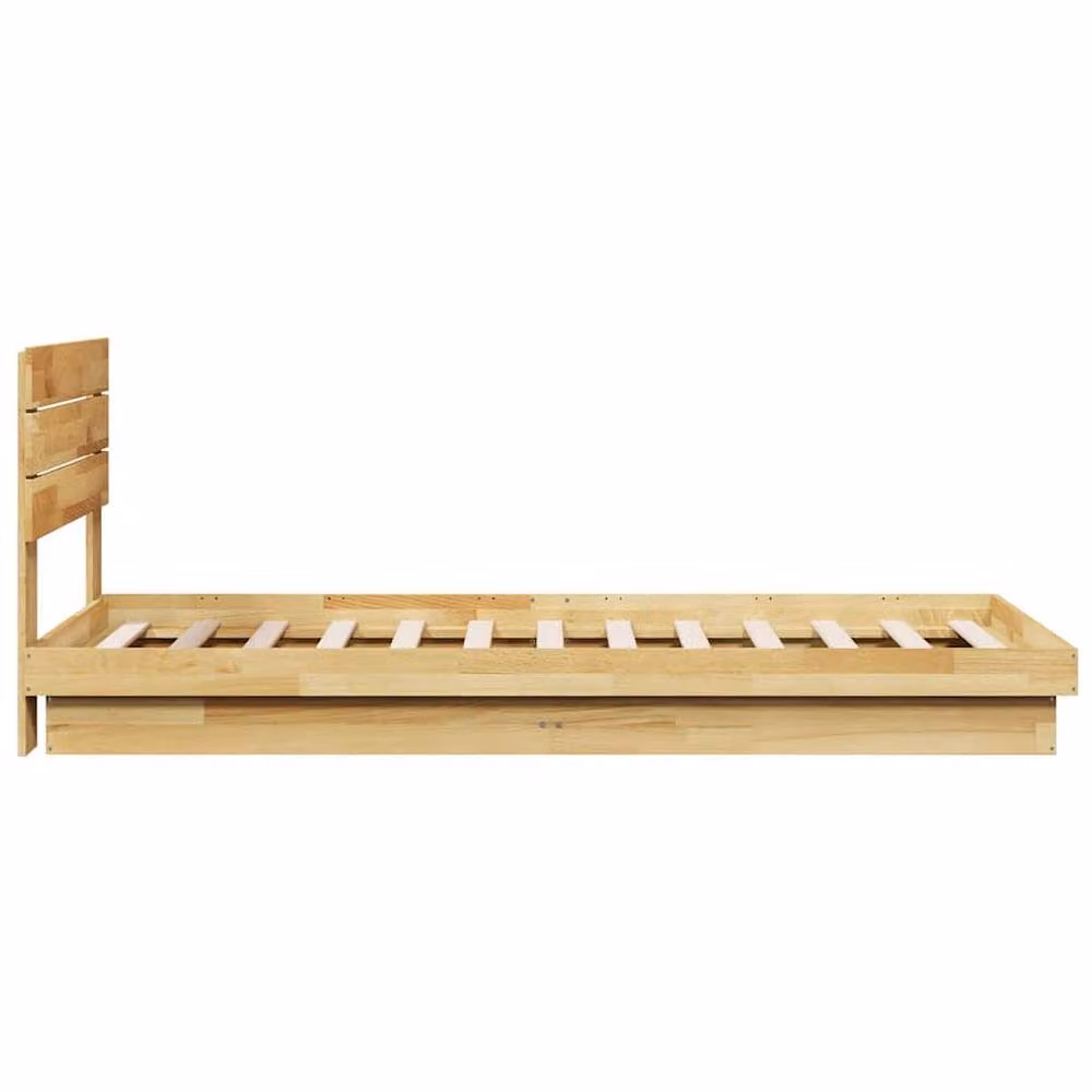 Berkfield Home Small Single Solid Wood Oak Bed Frame with Headboard in Brown, W/D/H: 75 x 190 cm – 3