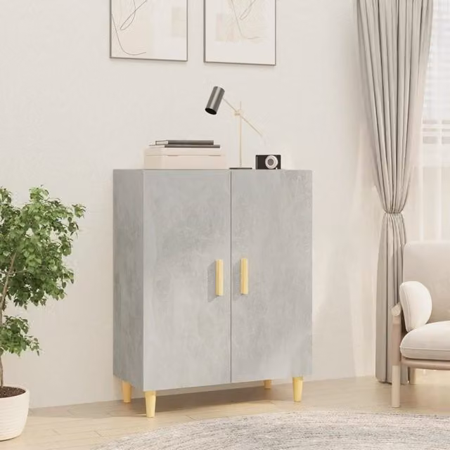 Berkfield Home Sideboard in Concrete Grey, W/D/H: 70 x 34 x 90 cm