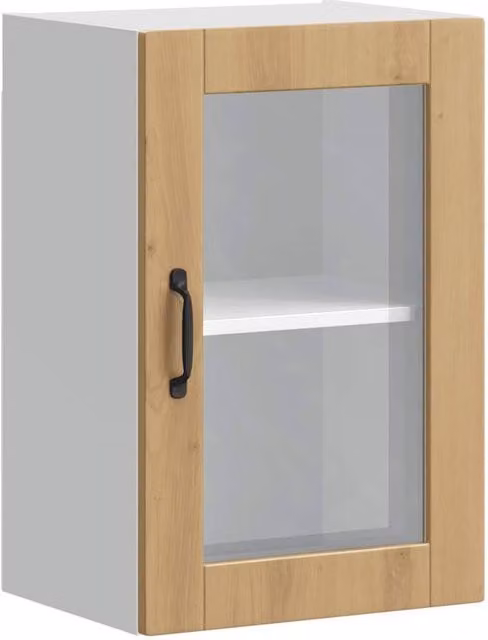 Berkfield Home Porto Artisan Oak Kitchen Wall Cabinet with Glass Doors in Brown