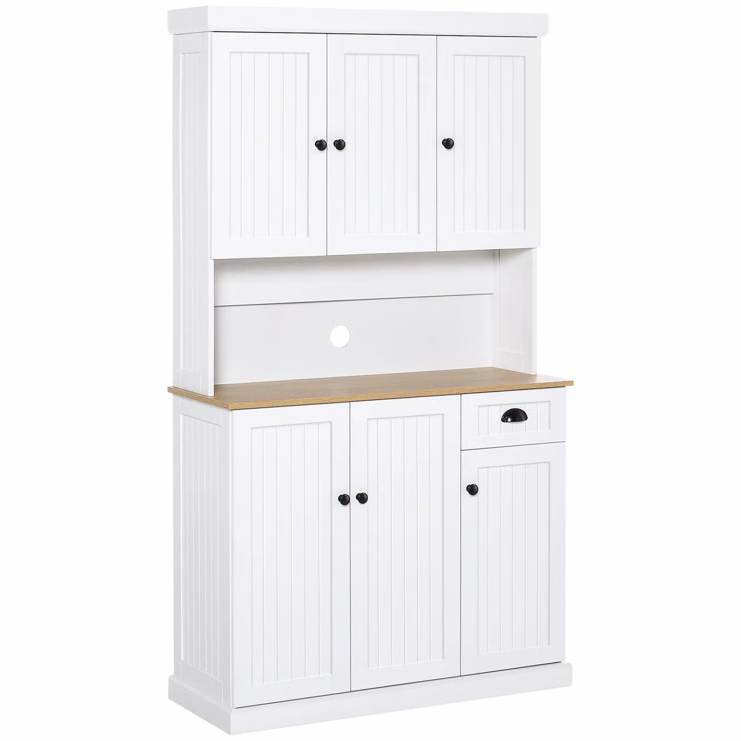 HOMCOM Freestanding Kitchen Cupboard Storage Cabinet with Hinged Doors and Internal Shelves in White – 2