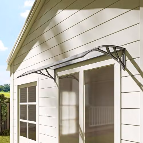 Outsunny Wall-Mounted Outdoor Door Canopy and Window Awning in Grey – 4