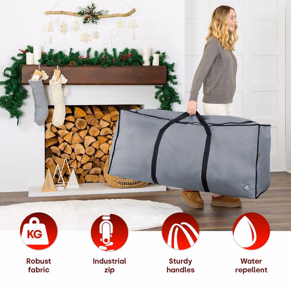 LIVIVO Heavy Duty Christmas Tree Storage Bag for 7ft Trees, Grey – 3