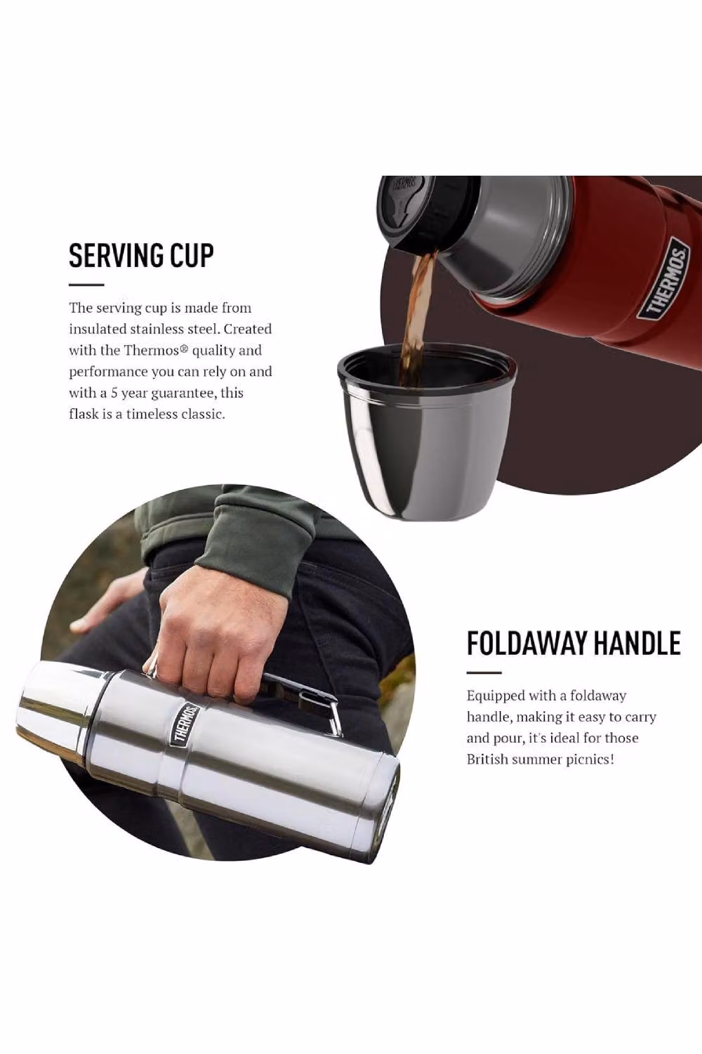Thermos Stainless King 1.2 l Vacuum Flask with Serving Cup - Matt Black – 4