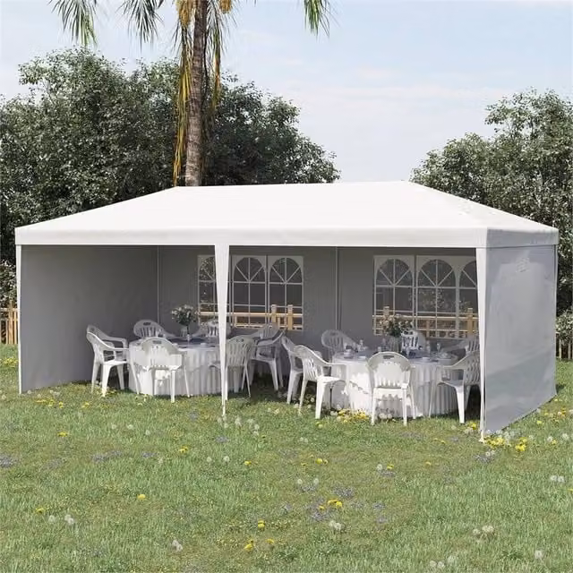 SPETLEK White Garden Gazebo Marquee Party Tent, W: 600 cm, D: 300 cm, H: 255 cm
