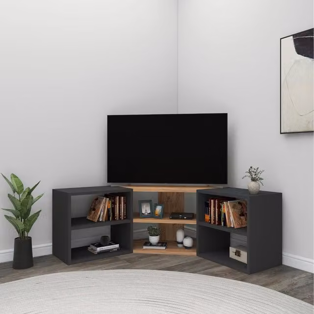 Destina Home Corner TV Stand Entertainment Centre in Dark Grey Matt
