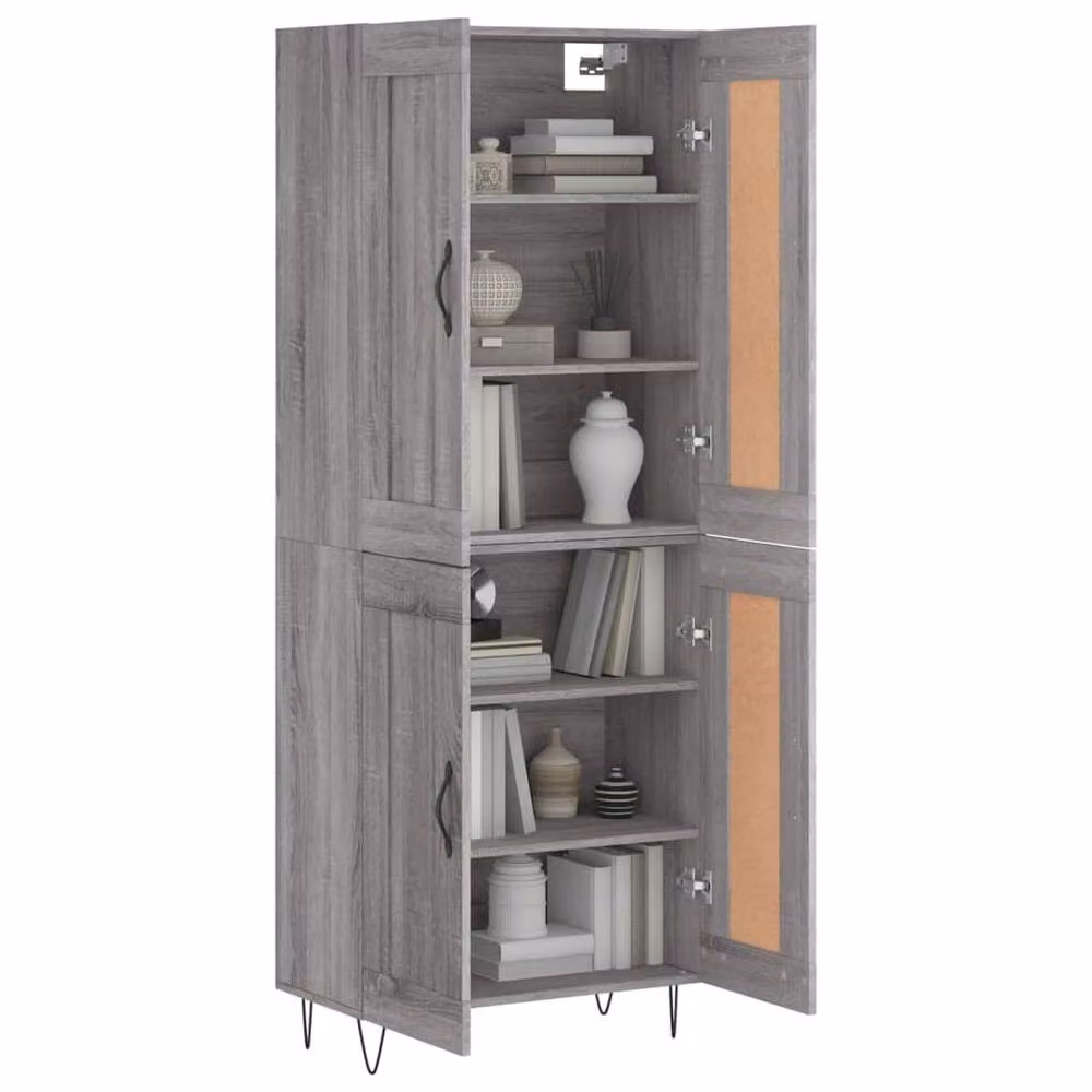 Berkfield Home Grey Sonoma Highboard in Engineered Wood, H 180 x W 69.5 x D 34 cm – 3