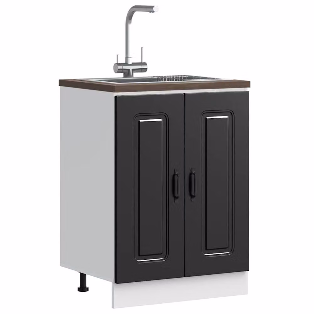 Berkfield Home Kalmar Black Sink Base Cabinet W: 60 cm, D: 46 cm, H: 81.5 cm – 2