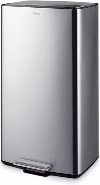 Tower 40L Rectangular Stainless Steel Pedal Bin in Silver with Removable Inner Bucket and Odour Filter – 1