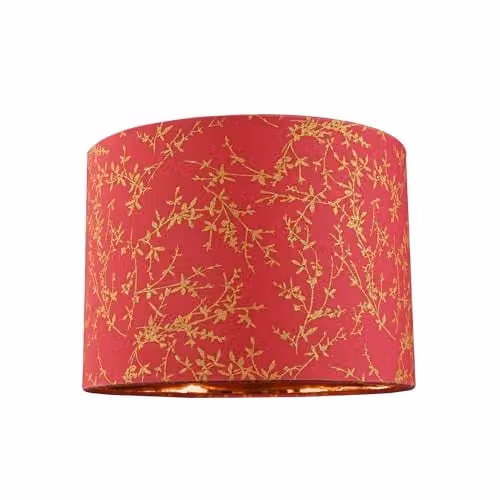 Happy Homewares Modern Round Burgundy Cotton Fabric Lamp Shade with Copper Foil Decoration, Diameter: 25 cm – 1