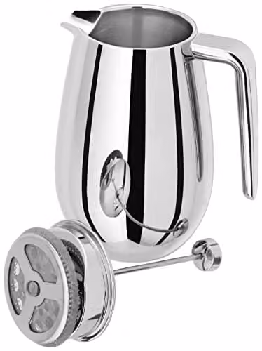 Judge 8 Cup Double Walled Cafetiere, 900ml, Metallic Silver