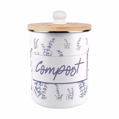Purely Home Decorative Kitchen Food Waste Bin with Removable Inner Bucket and Odour Filter, Purple and Multicolour, 2L