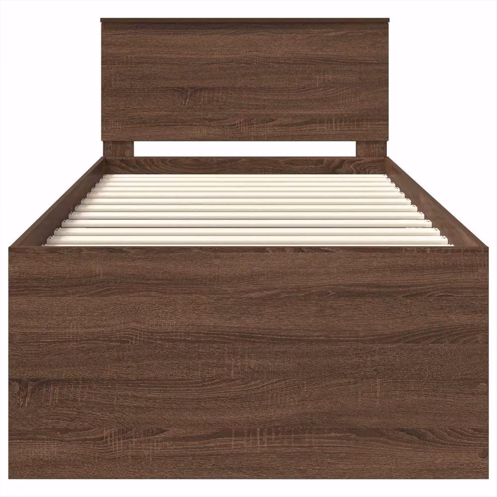 Berkfield Home Modern Bed Frame with Headboard in Brown Oak, Engineered Wood, W: 75 cm, L: 190 cm – 3