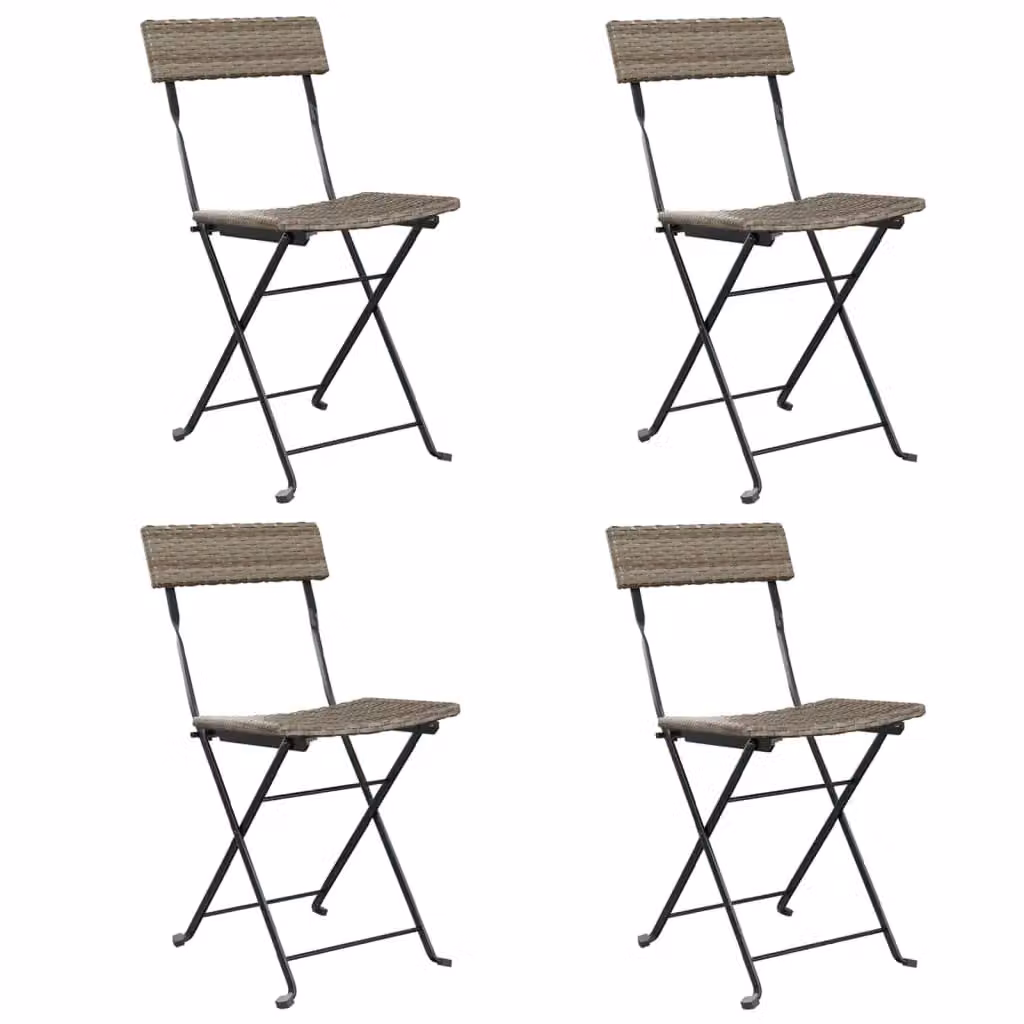 Berkfield Home Set of 4 Folding Bistro Chairs in Grey Poly Rattan and Steel – 2