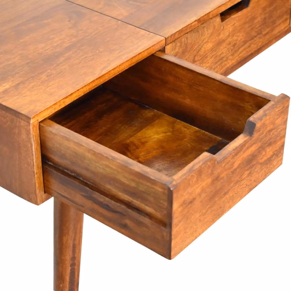 Wyld Haus Khiao Chestnut Mango Wood Foldable Mirror Dressing Table in Brown, W/D/H: 78 x 40 x 40 cm – 3