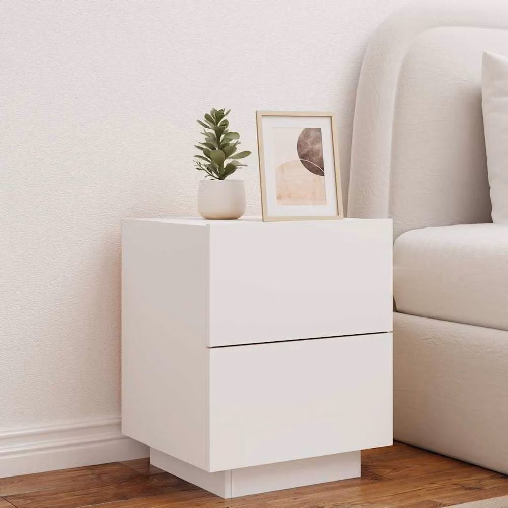 Berkfield Home Decorative Bedside Cabinet with Integrated LED Lights, White, W: 40 cm, D: 45 cm, H: 55 cm – 3