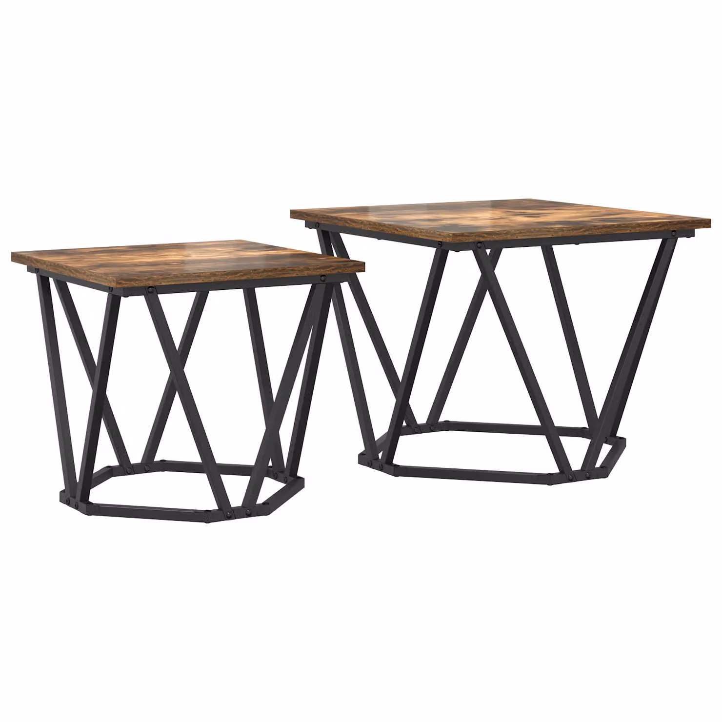 Berkfield Home 2 Piece Smoked Oak Side Table Set in Brown – 2
