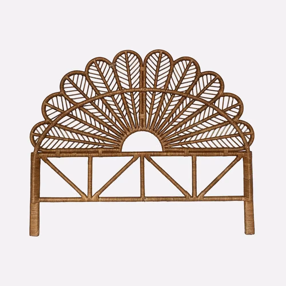 sweeek Dark Rattan Headboard in Beige and Brown, 160cm – 2