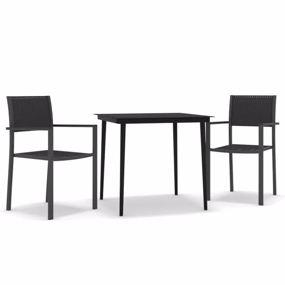 Berkfield Home 3 Piece Black Garden Dining Set – 2
