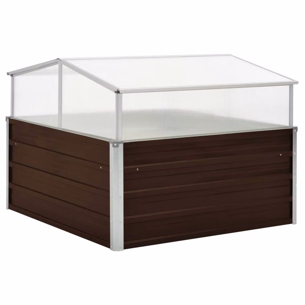 Berkfield Home Brown Galvanised Steel Greenhouse W/D/H: 100 x 100 x 85 cm – 2