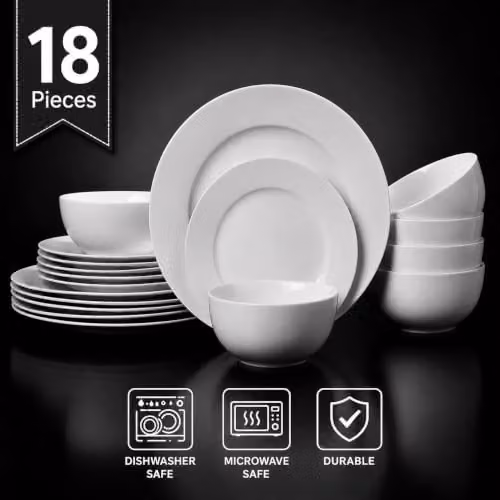 Waterside 18-Piece White Rim Porcelain Dinner Set – 3