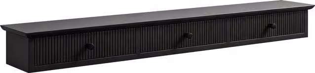 HOMCOM Black MDF Wall-Mounted Storage Shelf, W: 93 cm, D: 15 cm, H: 10 cm