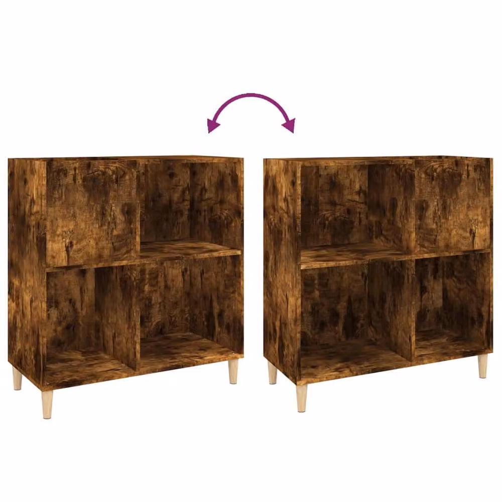 Berkfield Home Mid-Century Record Cabinet in Smoked Oak Brown, W: 84.5 cm, D: 38 cm, H: 89 cm – 4