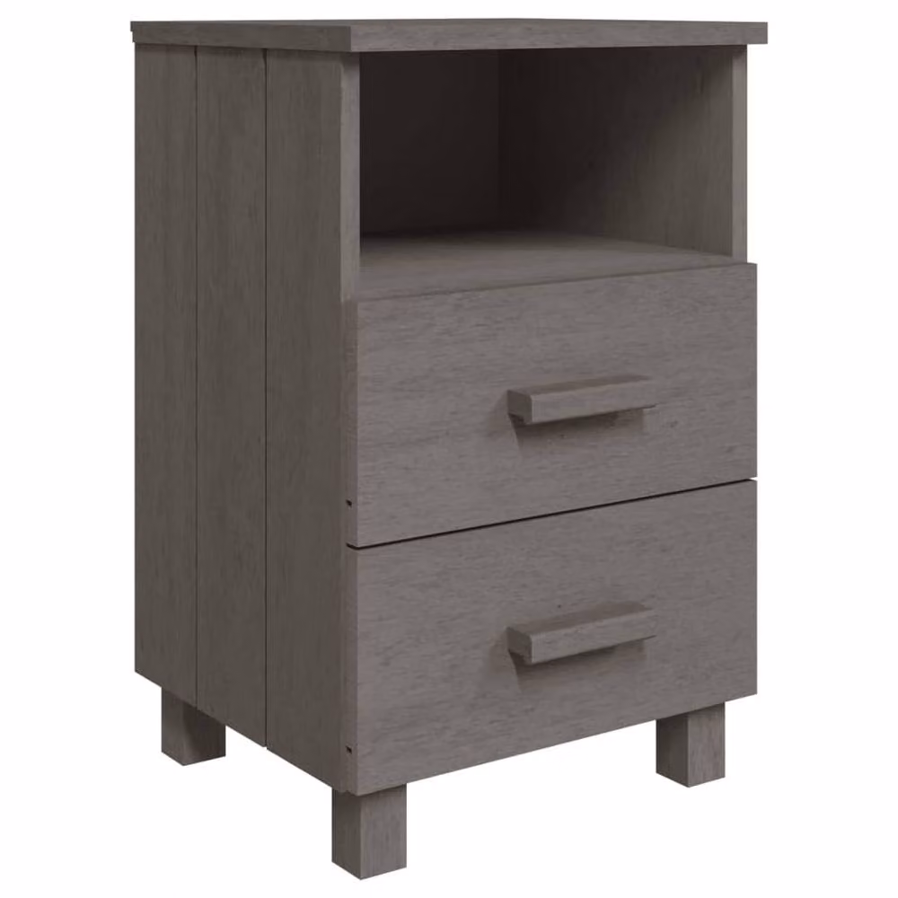 Berkfield Home HAMAR Decorative Bedside Cabinet, Light Grey, W: 40 cm, D: 35 cm, H: 62 cm – 3