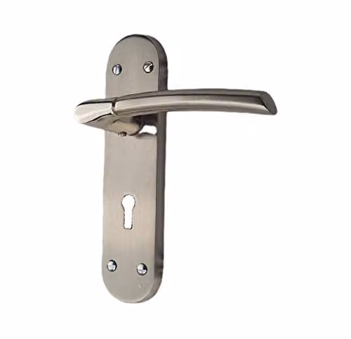 Golden Grace Indiana Lock Door Handles in Brushed Silver Stainless Steel, W: 182 mm, D: 45 mm