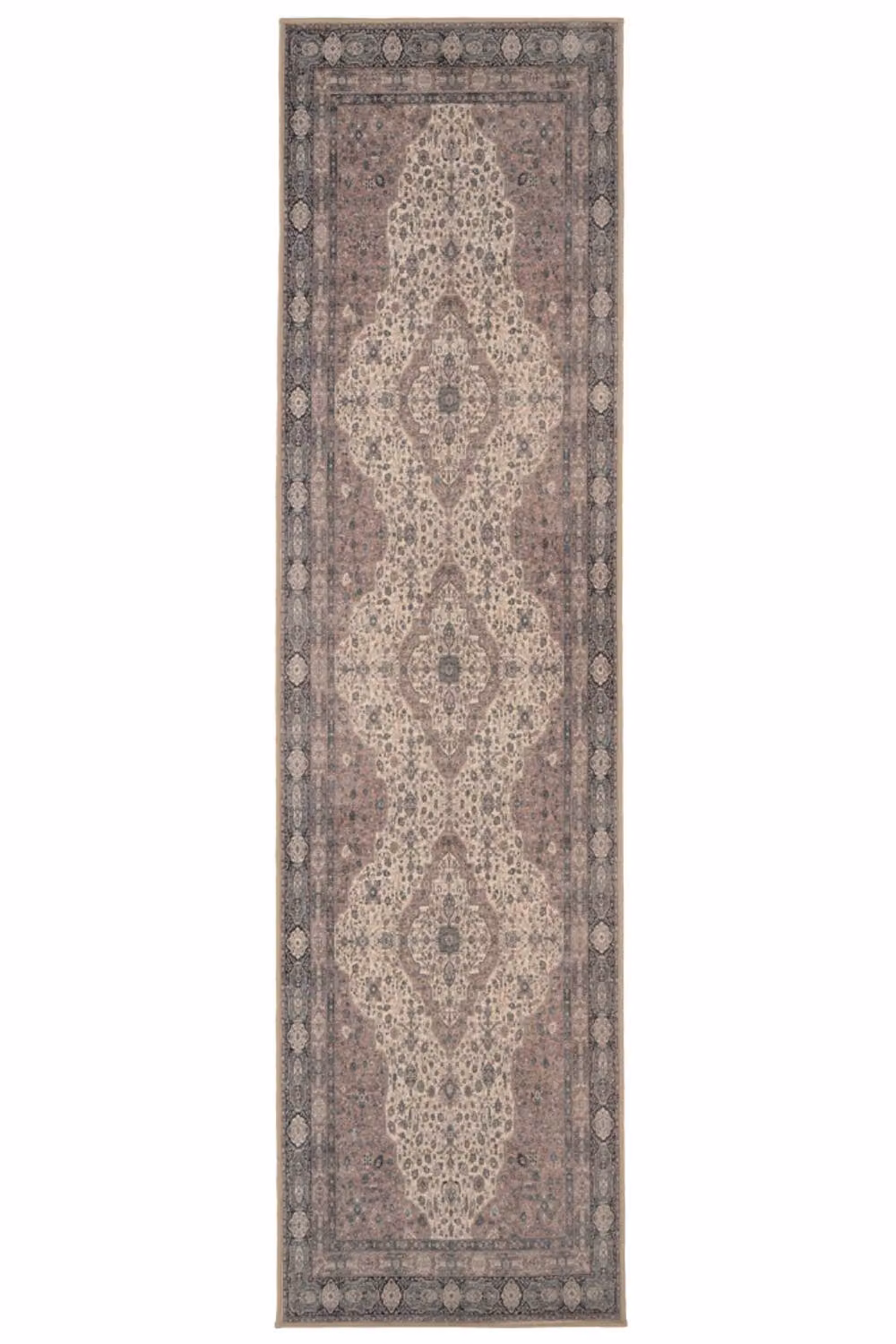 Kukoon Beige Medallion Vintage Distressed Washable and Non-Slip Area Rug W: 120 cm, D: 170 cm – 4