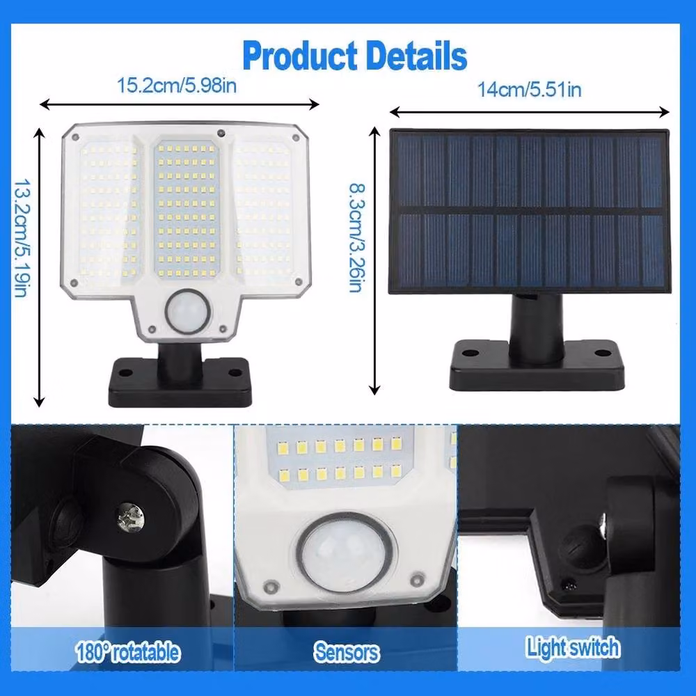 NESTLUNE Solar LED Outdoor Wall Security Light with Motion Sensor and Remote Control, Black – 2